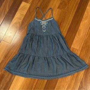 Gymboree Denim Tiered Embroidered Sundress Sz 4T - Runs Large- Like New!
